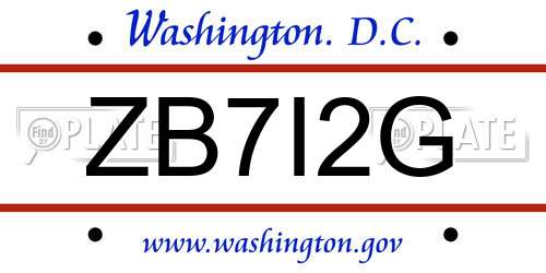 ZB7I2G District Of Columbia License Plate