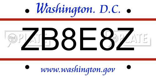 ZB8E8Z District Of Columbia License Plate