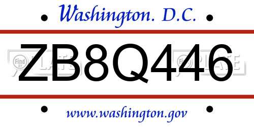 ZB8Q446 District Of Columbia License Plate