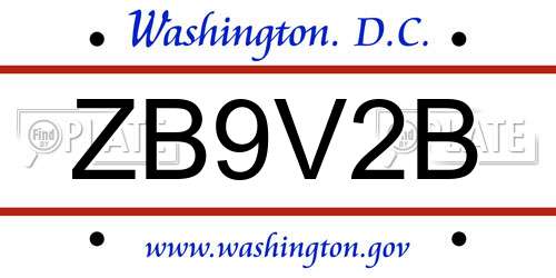 ZB9V2B District Of Columbia License Plate