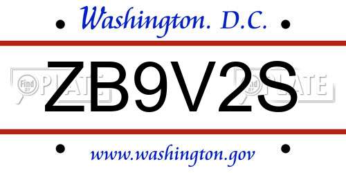 ZB9V2S District Of Columbia License Plate