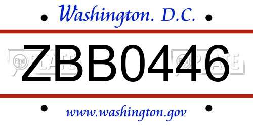 ZBB0446 District Of Columbia License Plate