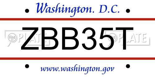 ZBB35T District Of Columbia License Plate