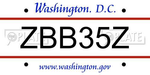 ZBB35Z District Of Columbia License Plate