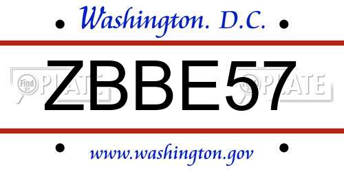 ZBBE57 District Of Columbia License Plate
