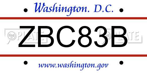 ZBC83B District Of Columbia License Plate