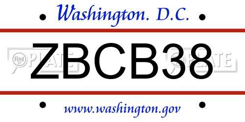 ZBCB38 District Of Columbia License Plate