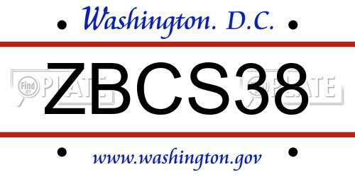 ZBCS38 District Of Columbia License Plate
