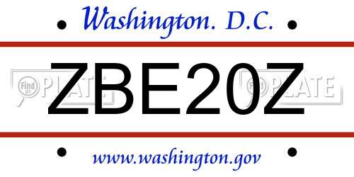 ZBE20Z District Of Columbia License Plate