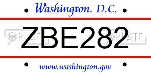 ZBE282 District Of Columbia License Plate