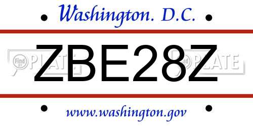 ZBE28Z District Of Columbia License Plate