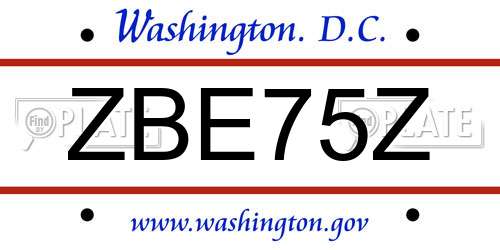 ZBE75Z District Of Columbia License Plate