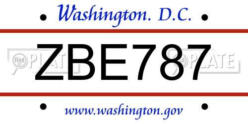 ZBE787 District Of Columbia License Plate