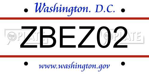 ZBEZ02 District Of Columbia License Plate