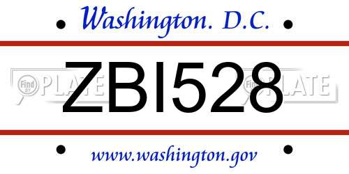 ZBI528 District Of Columbia License Plate