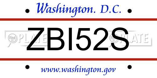 ZBI52S District Of Columbia License Plate