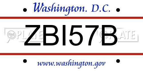 ZBI57B District Of Columbia License Plate