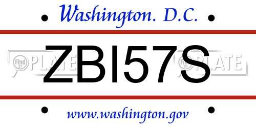 ZBI57S District Of Columbia License Plate