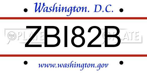 ZBI82B District Of Columbia License Plate