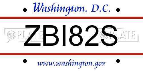 ZBI82S District Of Columbia License Plate