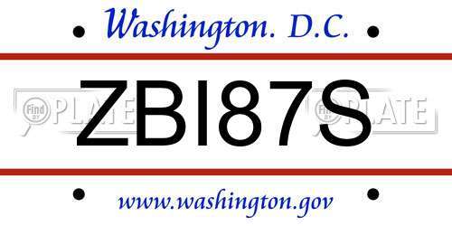ZBI87S District Of Columbia License Plate