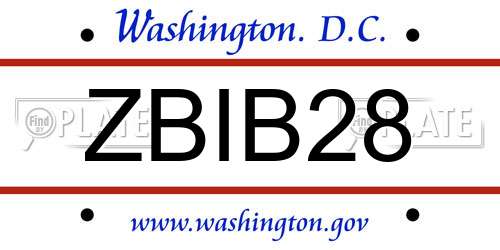 ZBIB28 District Of Columbia License Plate