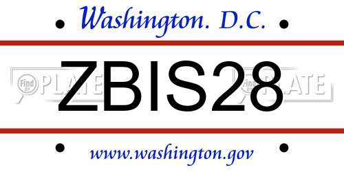 ZBIS28 District Of Columbia License Plate