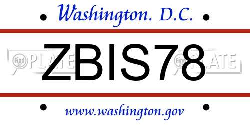 ZBIS78 District Of Columbia License Plate