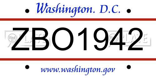 ZBO1942 District Of Columbia License Plate