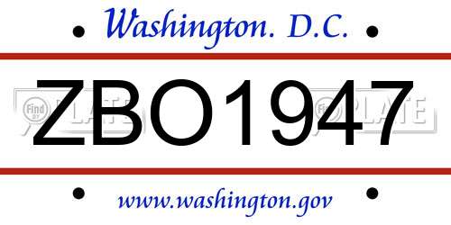 ZBO1947 District Of Columbia License Plate