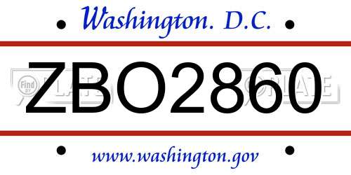 ZBO2860 District Of Columbia License Plate
