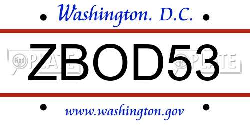 ZBOD53 District Of Columbia License Plate