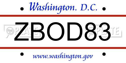 ZBOD83 District Of Columbia License Plate