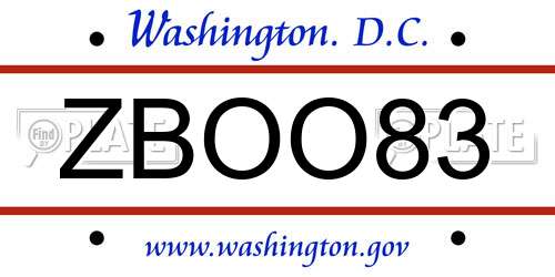 ZBOO83 District Of Columbia License Plate