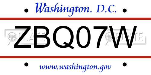 ZBQ07W District Of Columbia License Plate