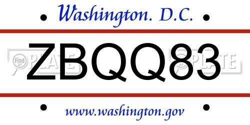 ZBQQ83 District Of Columbia License Plate