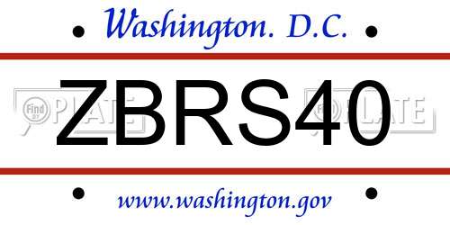 ZBRS40 District Of Columbia License Plate