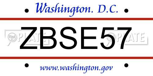 ZBSE57 District Of Columbia License Plate