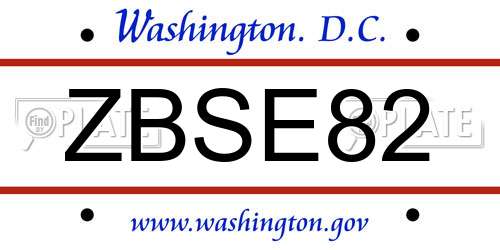 ZBSE82 District Of Columbia License Plate