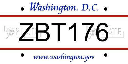 ZBT176 District Of Columbia License Plate
