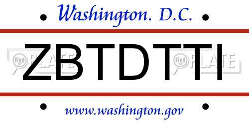 ZBTDTTI District Of Columbia License Plate