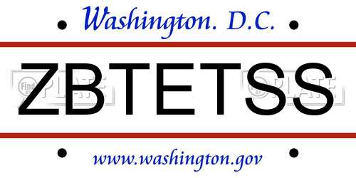 ZBTETSS District Of Columbia License Plate