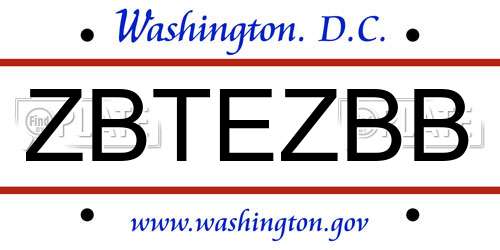 ZBTEZBB District Of Columbia License Plate