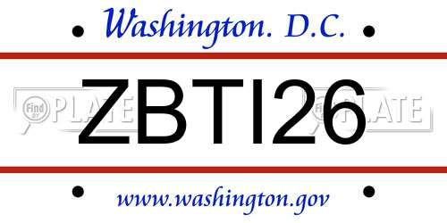 ZBTI26 District Of Columbia License Plate