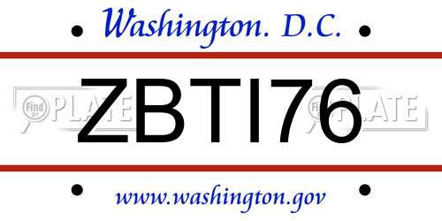 ZBTI76 District Of Columbia License Plate