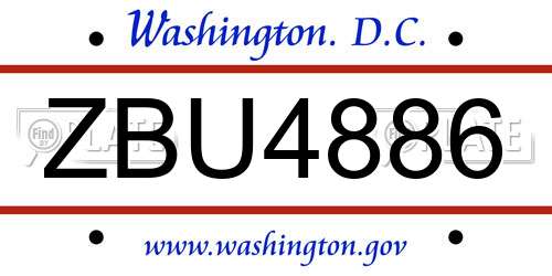 ZBU4886 District Of Columbia License Plate