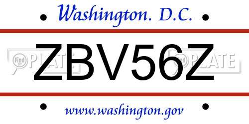 ZBV56Z District Of Columbia License Plate