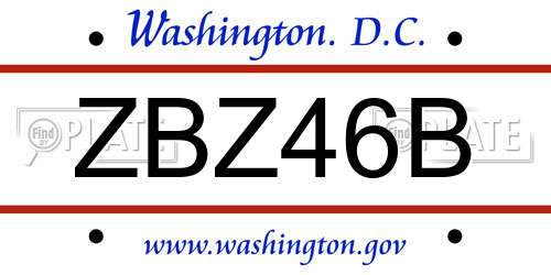 ZBZ46B District Of Columbia License Plate