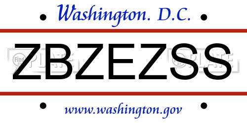 ZBZEZSS District Of Columbia License Plate