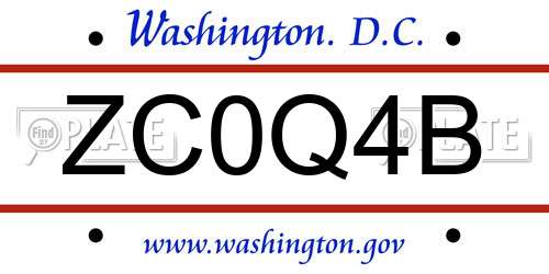ZC0Q4B District Of Columbia License Plate